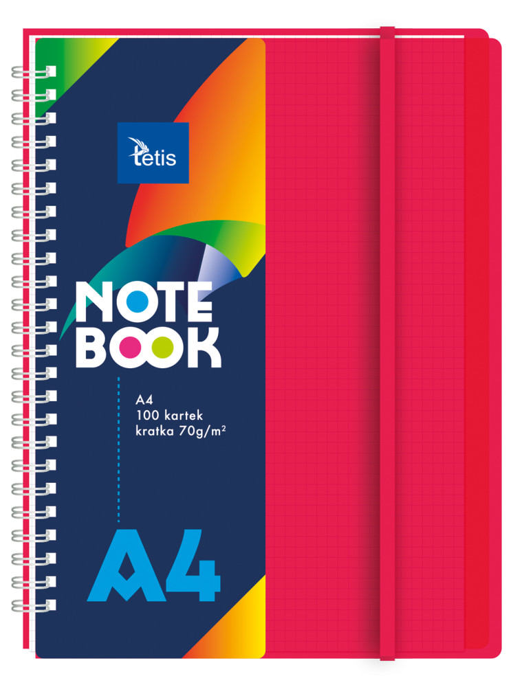 Pink A4 notebook with PP binding