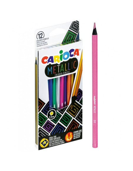 Carioca metallic pencil crayons, 12 colors.