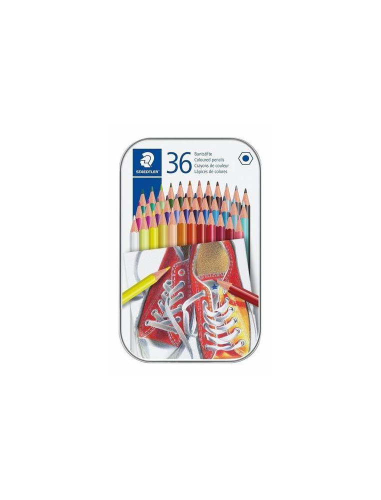 Hexagon crayons 36 col. in metal packaging Staedtler