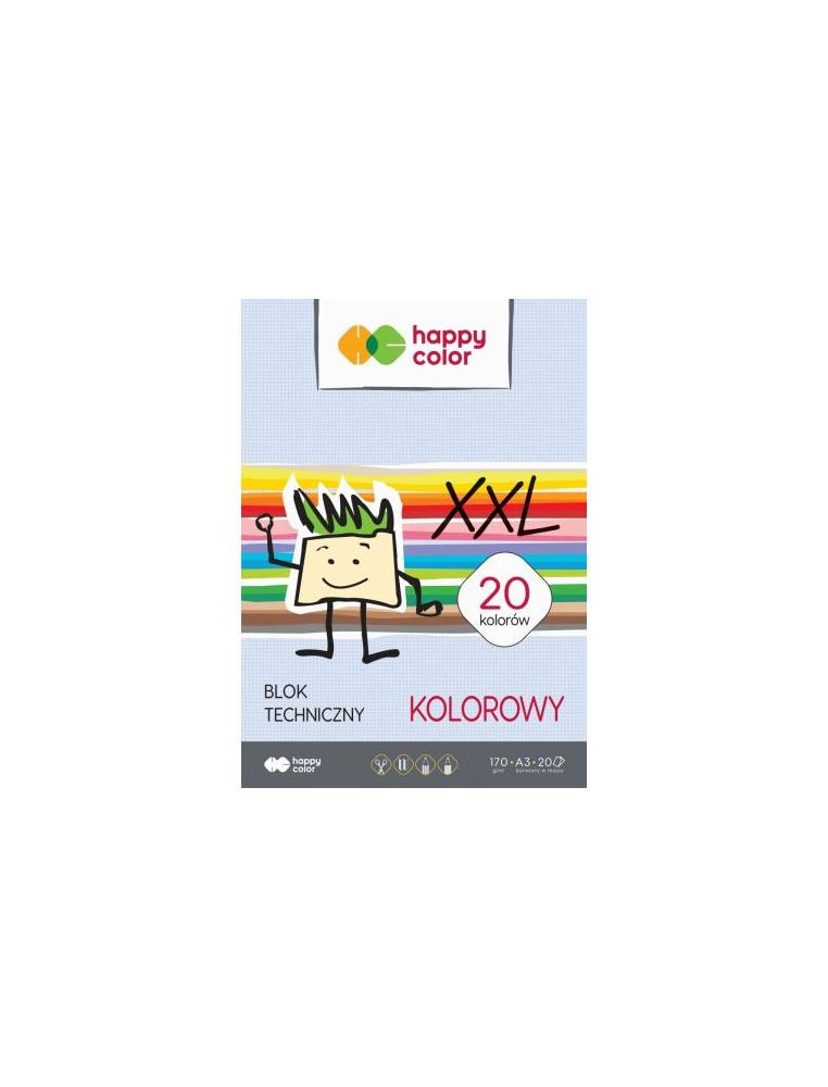 Colored technical block A4 170g 20 colors. Happy Color