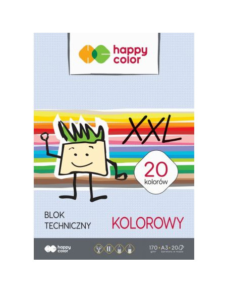 Colored technical block A4 170g 20 colors. Happy Color