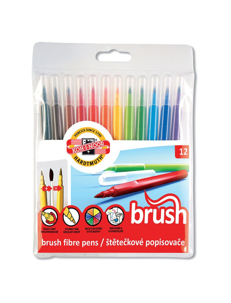 FLAMASTRY PĘDZELKOWE 12 KOL.