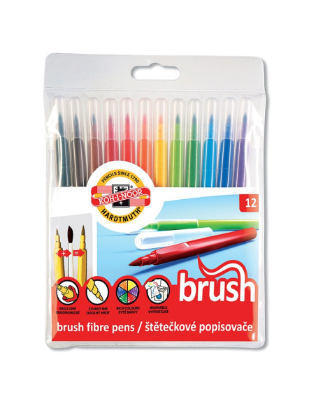 FLAMASTRY PĘDZELKOWE 12 KOL.