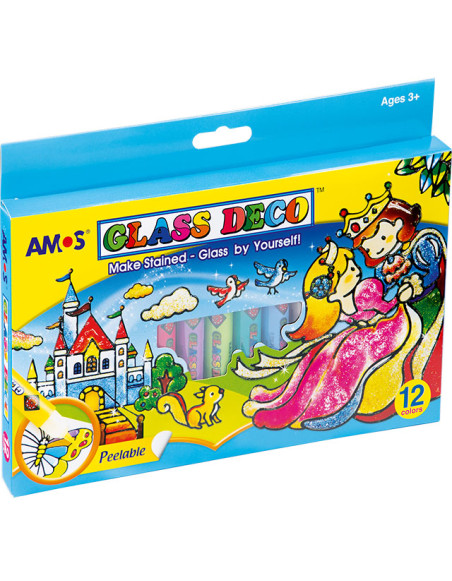 AMOS Stained Glass Paints GD10P12R 10.5ml x 12 colours