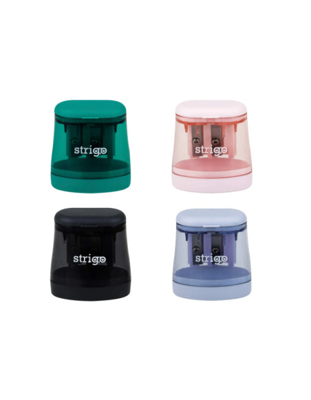 STRIGO sharpener in two thicknesses with a container, transparent
