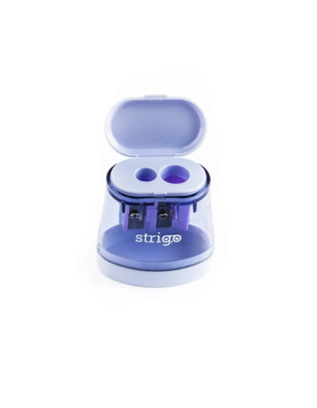 STRIGO sharpener in two thicknesses with a container, transparent