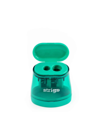 STRIGO sharpener in two thicknesses with a container, transparent