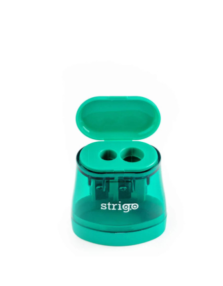 STRIGO sharpener in two thicknesses with a container, transparent