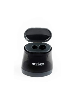 STRIGO sharpener in two thicknesses with a container, transparent