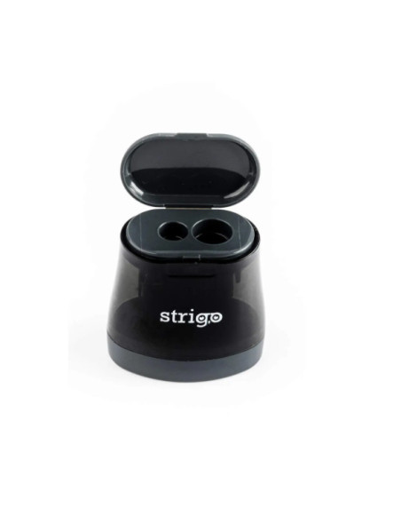 STRIGO sharpener in two thicknesses with a container, transparent
