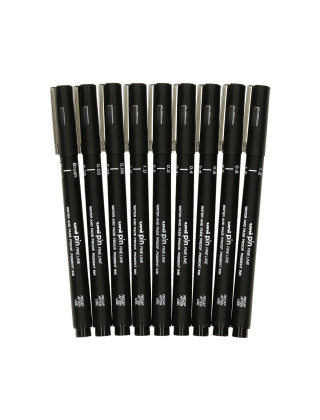 DRAFTING SET 9PCS. PIN200 BLACK UNI 203216