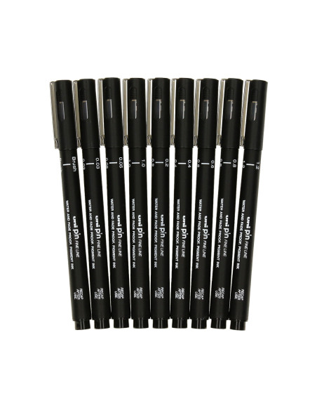 DRAFTING SET 9PCS. PIN200 BLACK UNI 203216