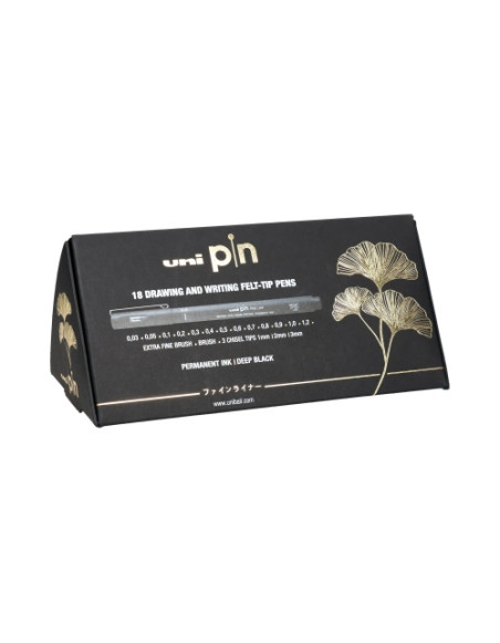 DRAWING SET 18 PCS. PIN200 BLACK UNI 203217
