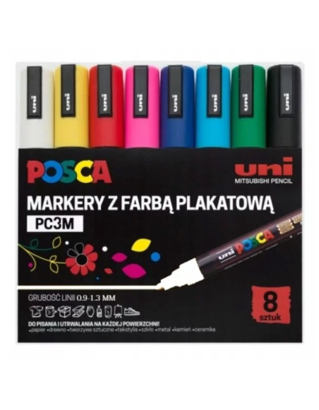Zestaw Markerów Uni Posca PC-3M Wielokolorowy 8 Szt